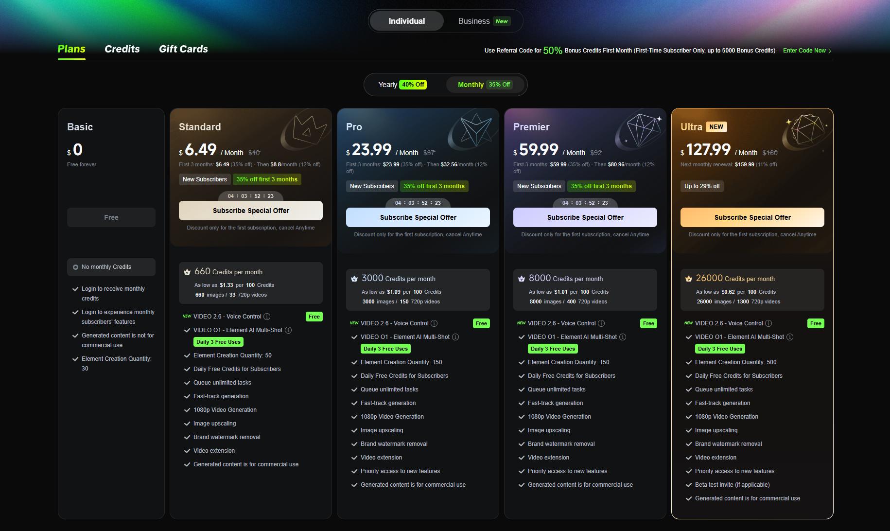 kling ai pricing