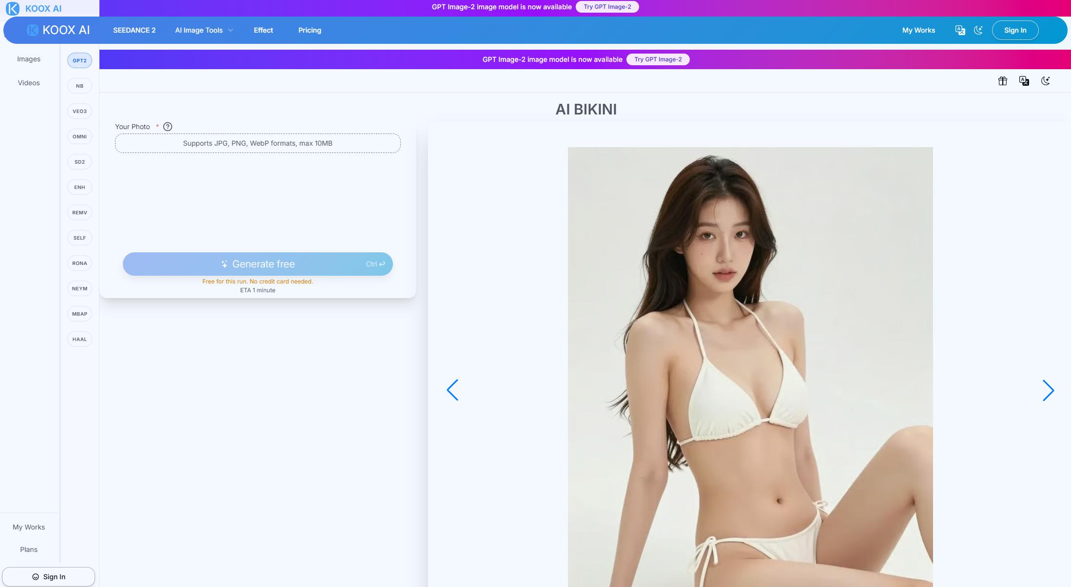koox ai bikini generator