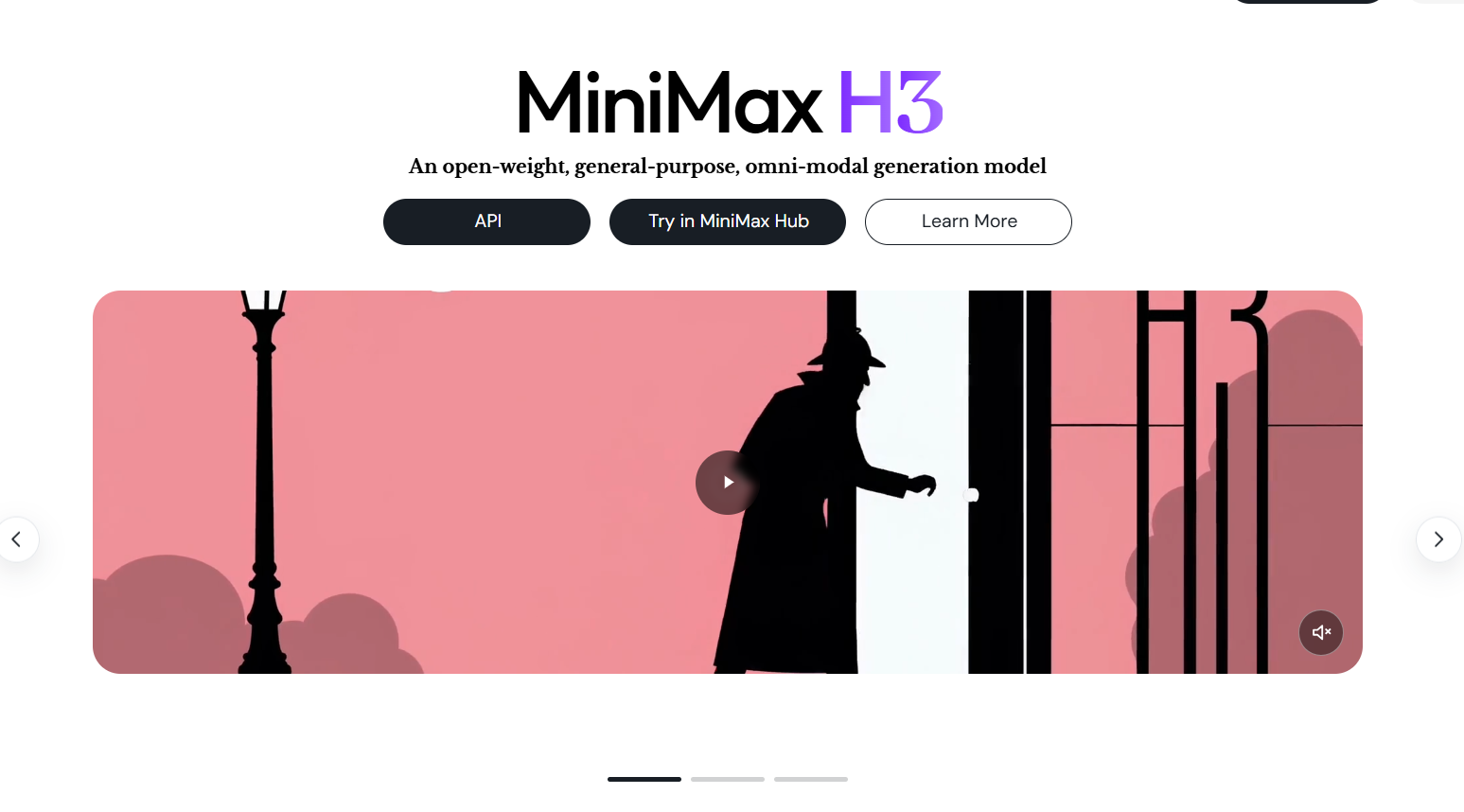 MiniMax H3 공식 모델 소개 페이지 화면