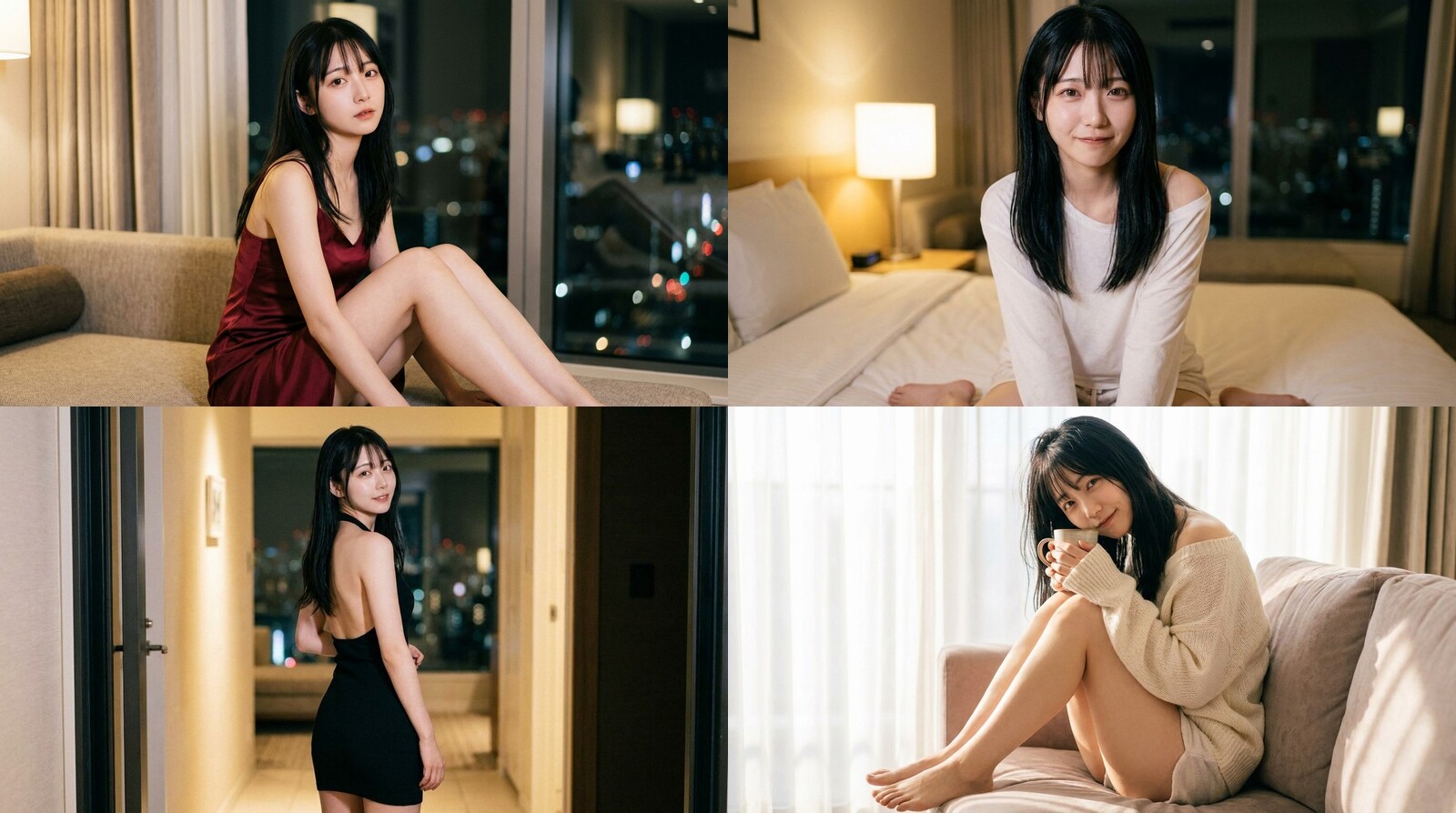 四種曖昧氛圍 AI 女友圖片生成效果